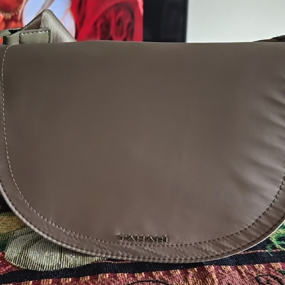 Tahari Taupe Crossbody Bag
